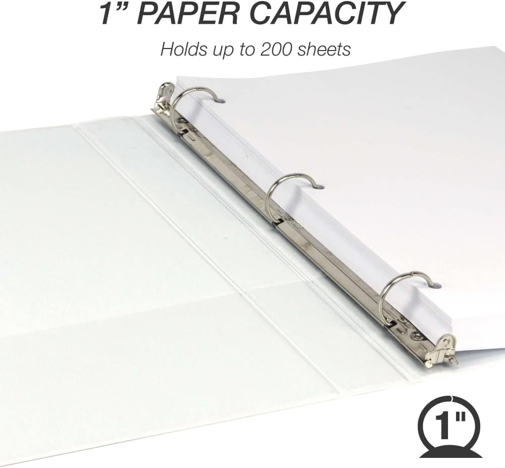 Samsill Economy 1" Round Ring Binder, White, Customizable, 12 Pack