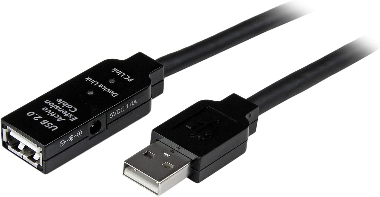 StarTechcom 5m USB 20 Active Extension Cable MF USB Extension Cable 1640 ft 1 Pack 1 x Type A Male USB 1 x Type A Female USB Nickel Plated Connector Shielding Black