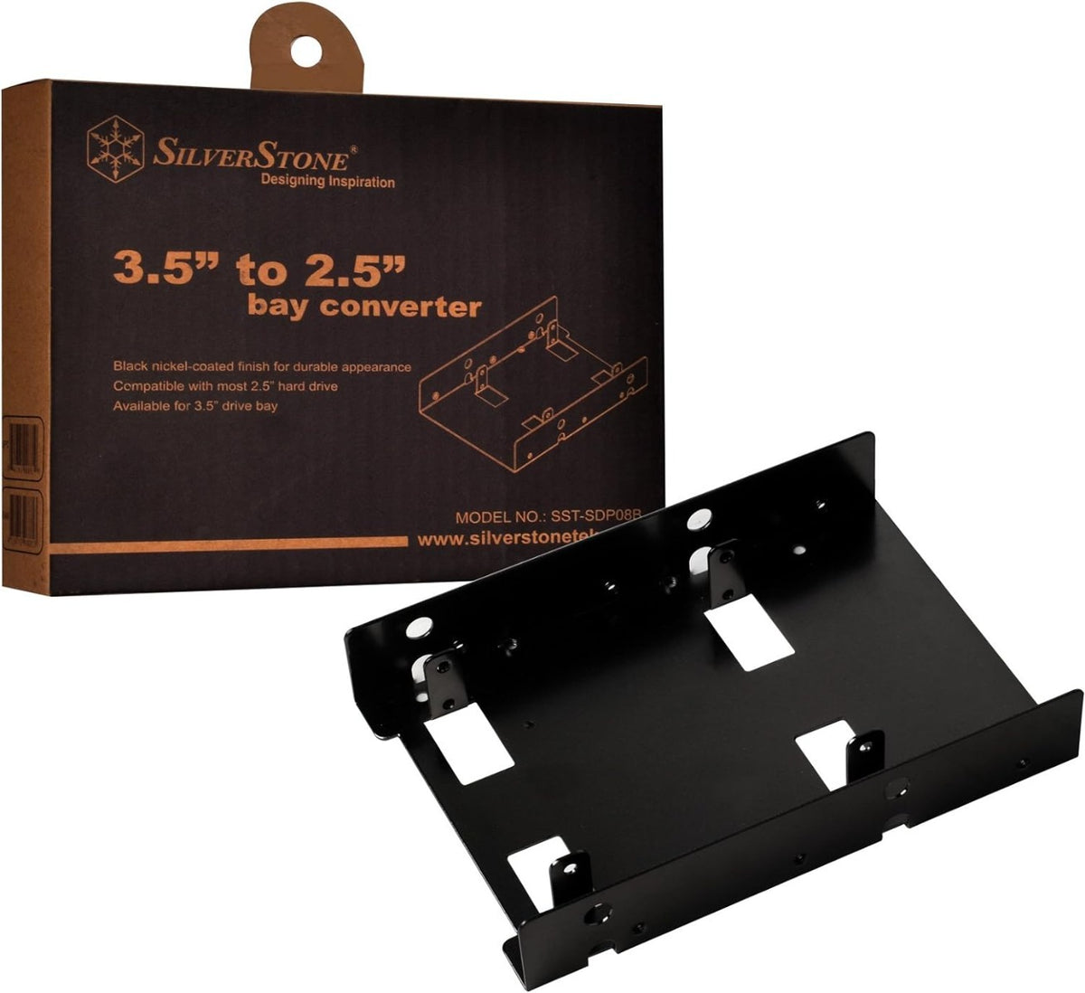 SilverStone SST-SDP08B 2 x 2.5" to 3.5" Bay Converter (Black Nickel)