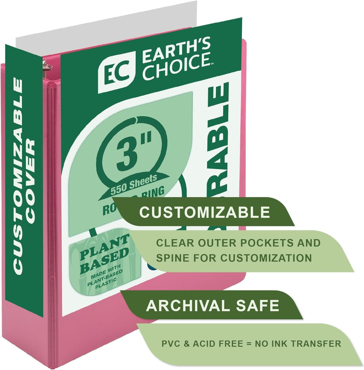 Samsill Earth's Choice Plant-Based Durable 3 Inch 3 Ring View Binders - Assorted, Assorted