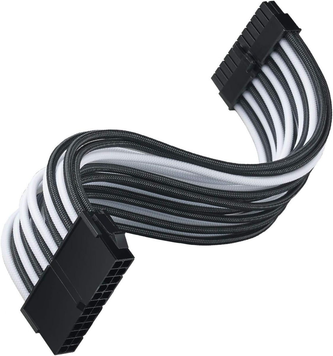 SST-PP07E-MBBW, 24pin black-white sleeve extension cable, 18AWG, black cable comb x 4