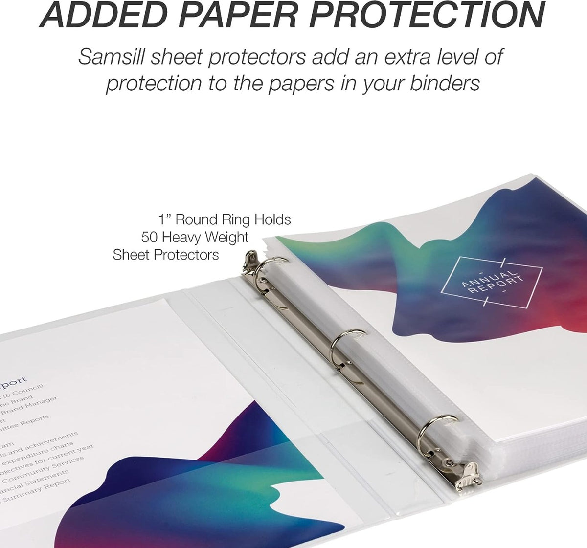 Samsill Value Round Ring View Binder 1" Binder Capacity - Round Ring Fastener(s) - White - Recycled - 6 / Carton