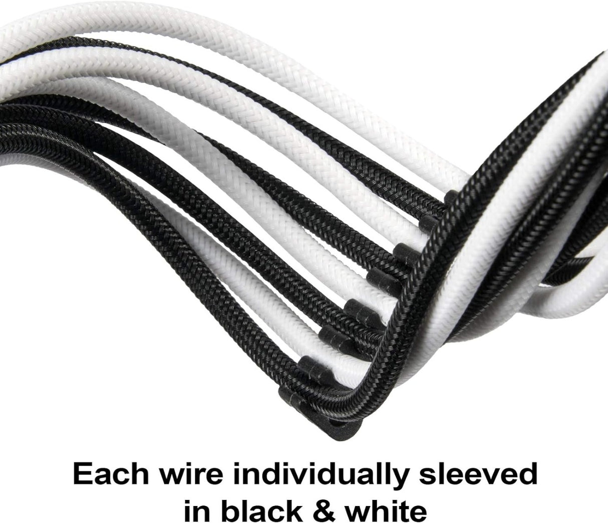 SST-PP07E-MBBW, 24pin black-white sleeve extension cable, 18AWG, black cable comb x 4