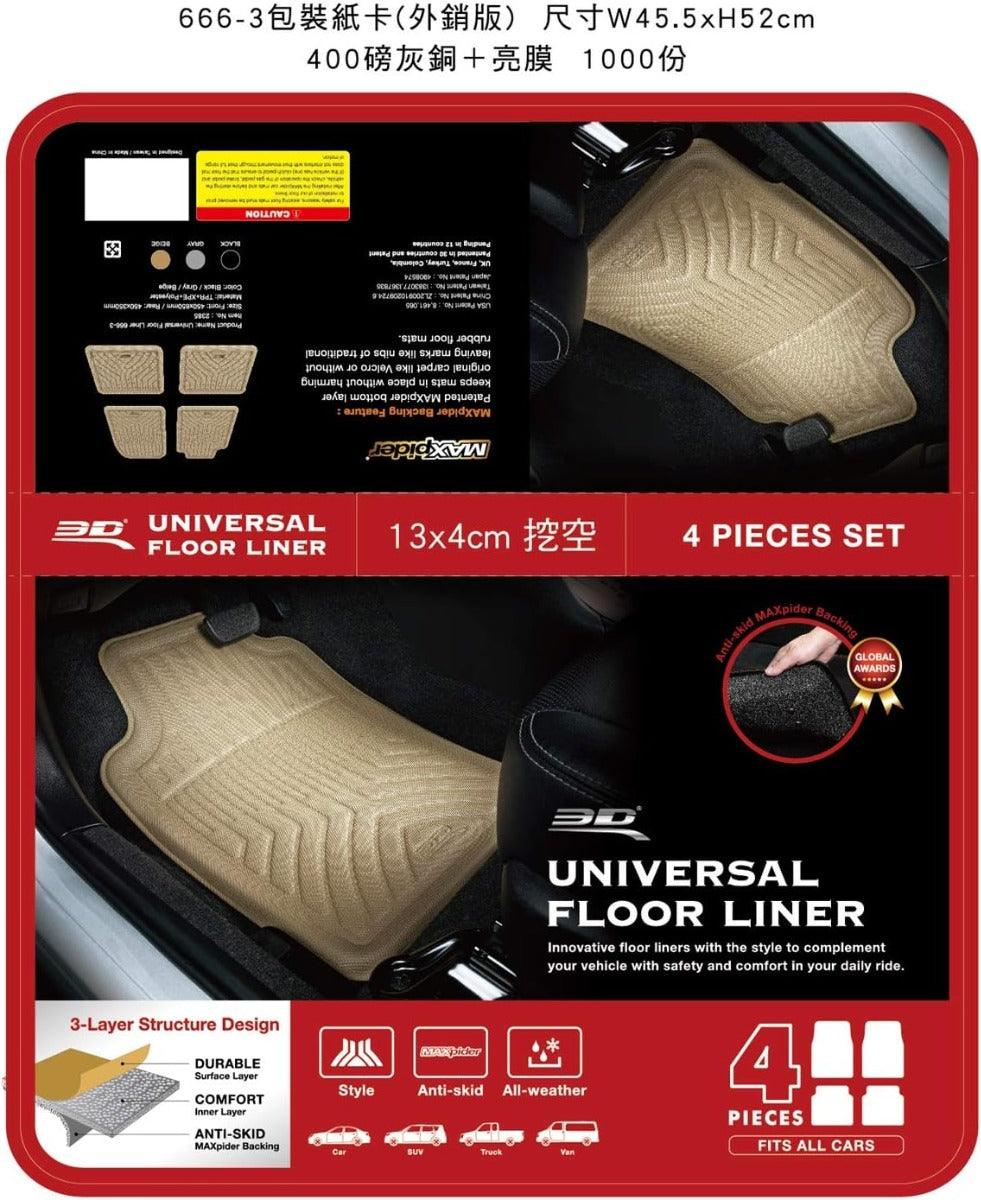 UNIVERSAL FLOOR MAT #663 KAGU GRAY R1 R2 (4 PCS)