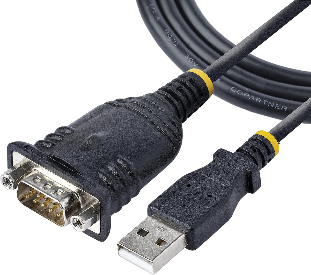 StarTech.com 3ft (1m) USB to Serial Cable, DB9 Male RS232 to USB Converter, USB to Serial Adapter, COM Port Adapter with Prolific IC, 1 (Quantity)
