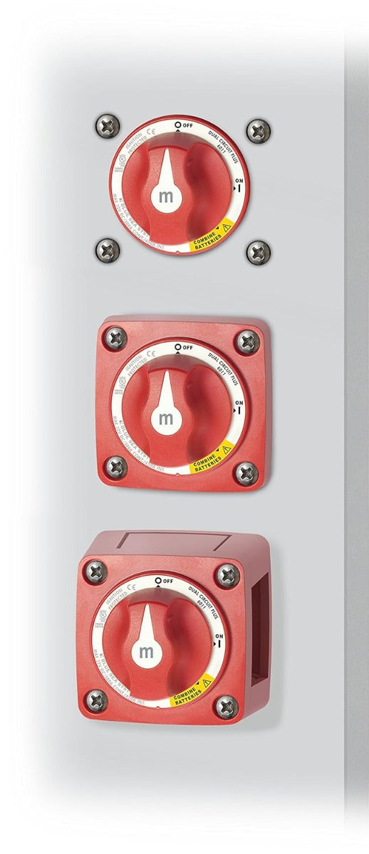 Blue Sea Systems m-Series Mini Dual Circuit Plus Battery Switch, Red