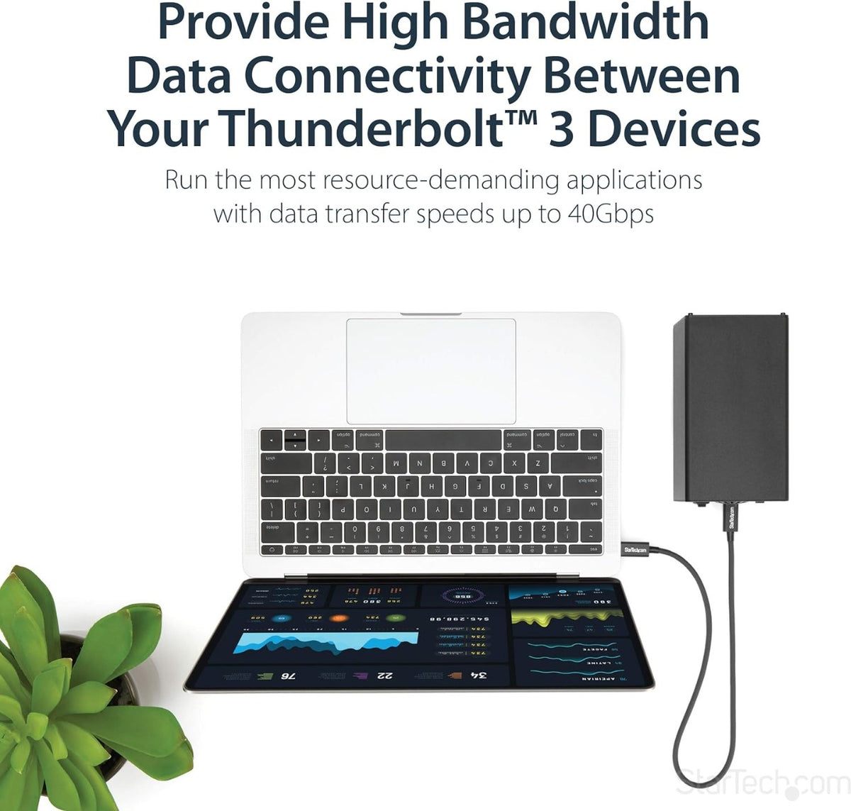 StarTech Thunderbolt 3 Cable - 40Gbps - Daisy Chainable - Passive - USB C Cable - USB-C Thunderbolt to Thunderbolt Cable (TBLT34MM50CM)
