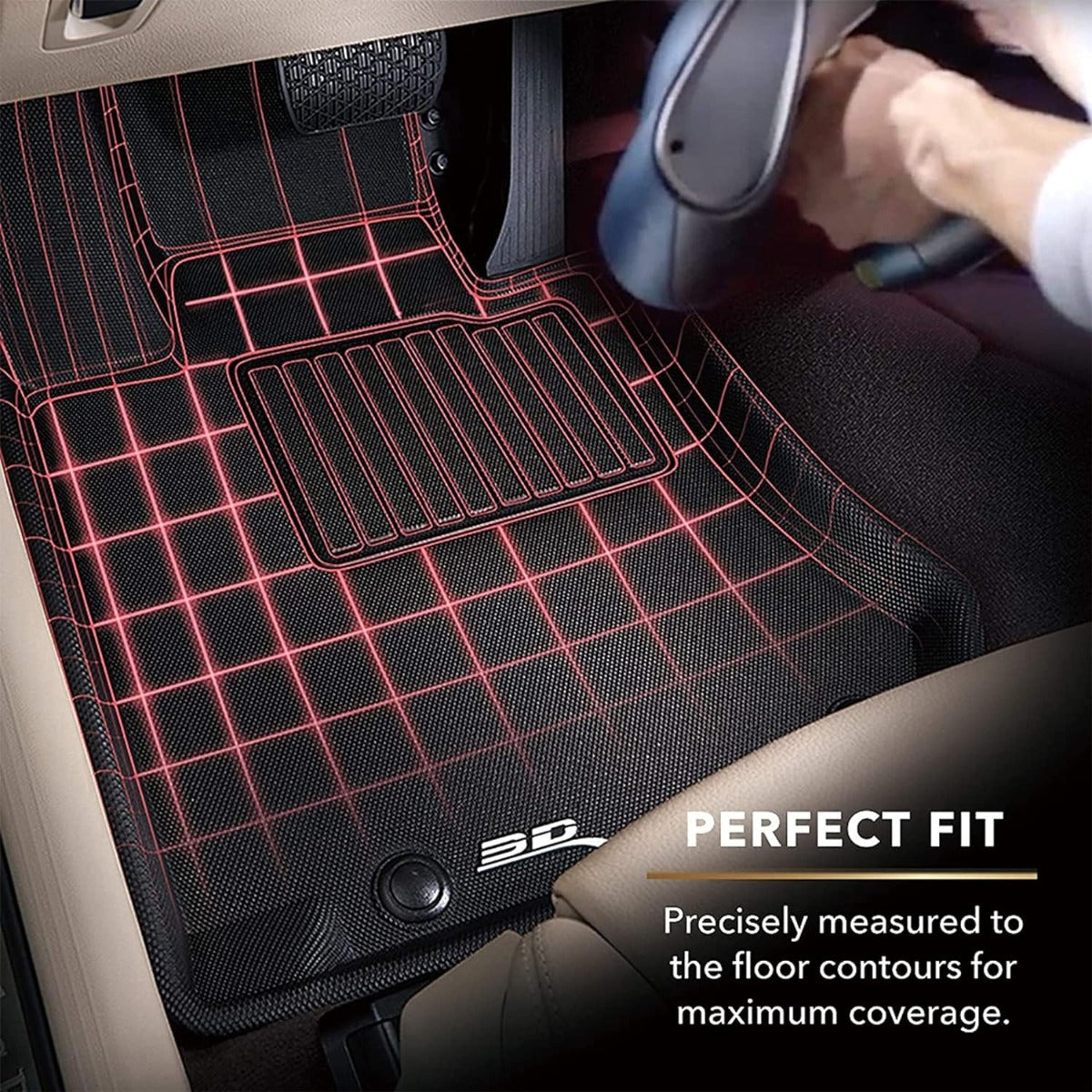 3D MAXpider Kagu Third Row Floor Mat, 16-21 Tesla 6 Seat Model X, Black