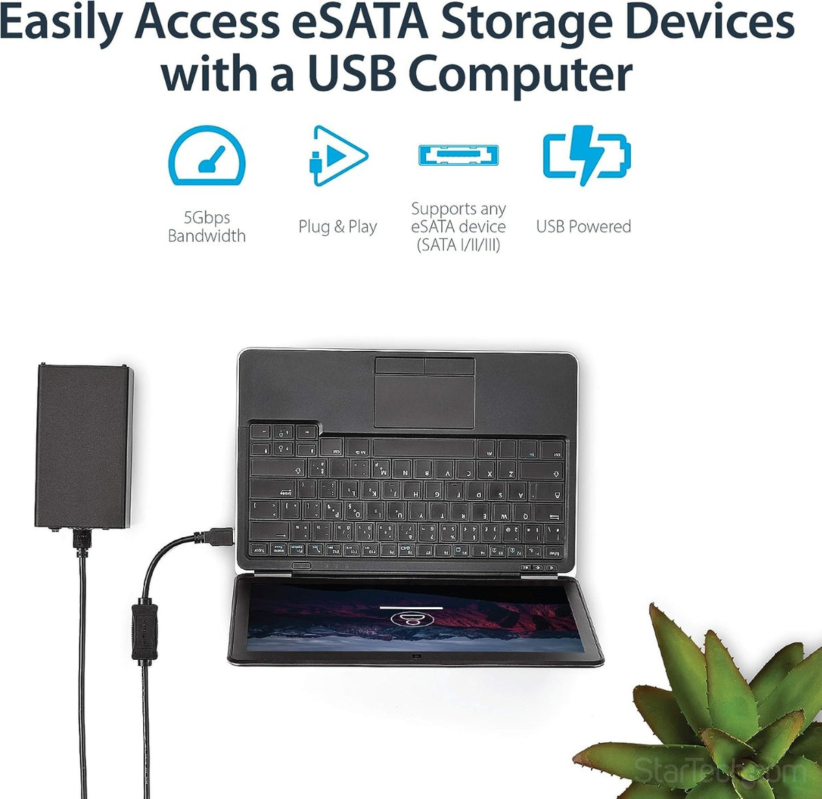 StarTech USB 3.0 to eSATA HDD / SSD / ODD Adapter Cable - 3ft eSATA Hard Drive to USB 3.0 Adapter Cable - SATA 6 Gbps (USB3S2ESATA3)