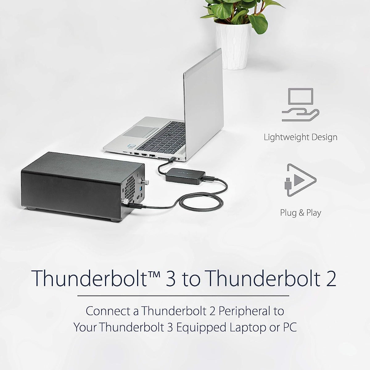 StarTech.com Thunderbolt 3 to Thunderbolt 2 Adapter - Backward Compatible - USB C to Mini DisplayPort - USB-C to Thunderbolt 2