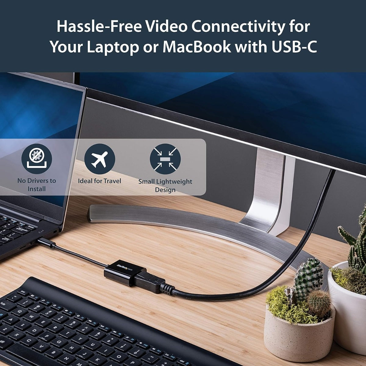 StarTech USB C to DisplayPort Adapter 4K 60Hz - USB Type-C to DP 1.4 Monitor Video Converter (DP Alt Mode) - Thunderbolt 3 Compatible (CDP2DP)