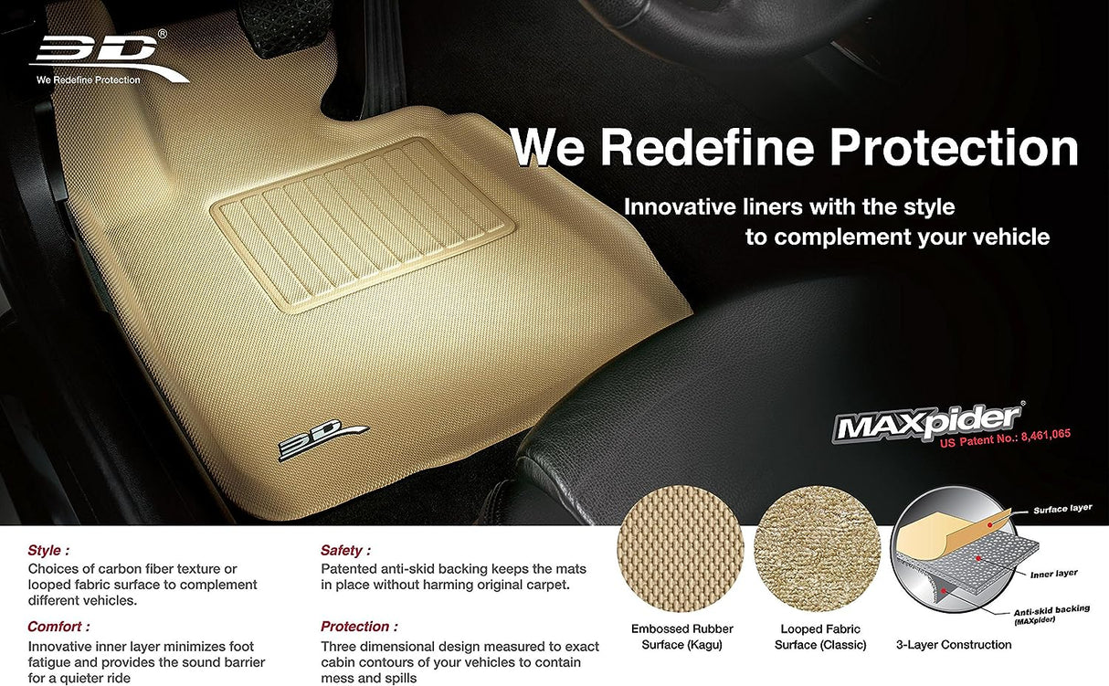 3D MAXpider L1SB00811509 SUBARU IMPREZA 2012-2013 SDN/ XV CROSSTREK 2013-2014 KAGU BLACK R1 Floor Mat