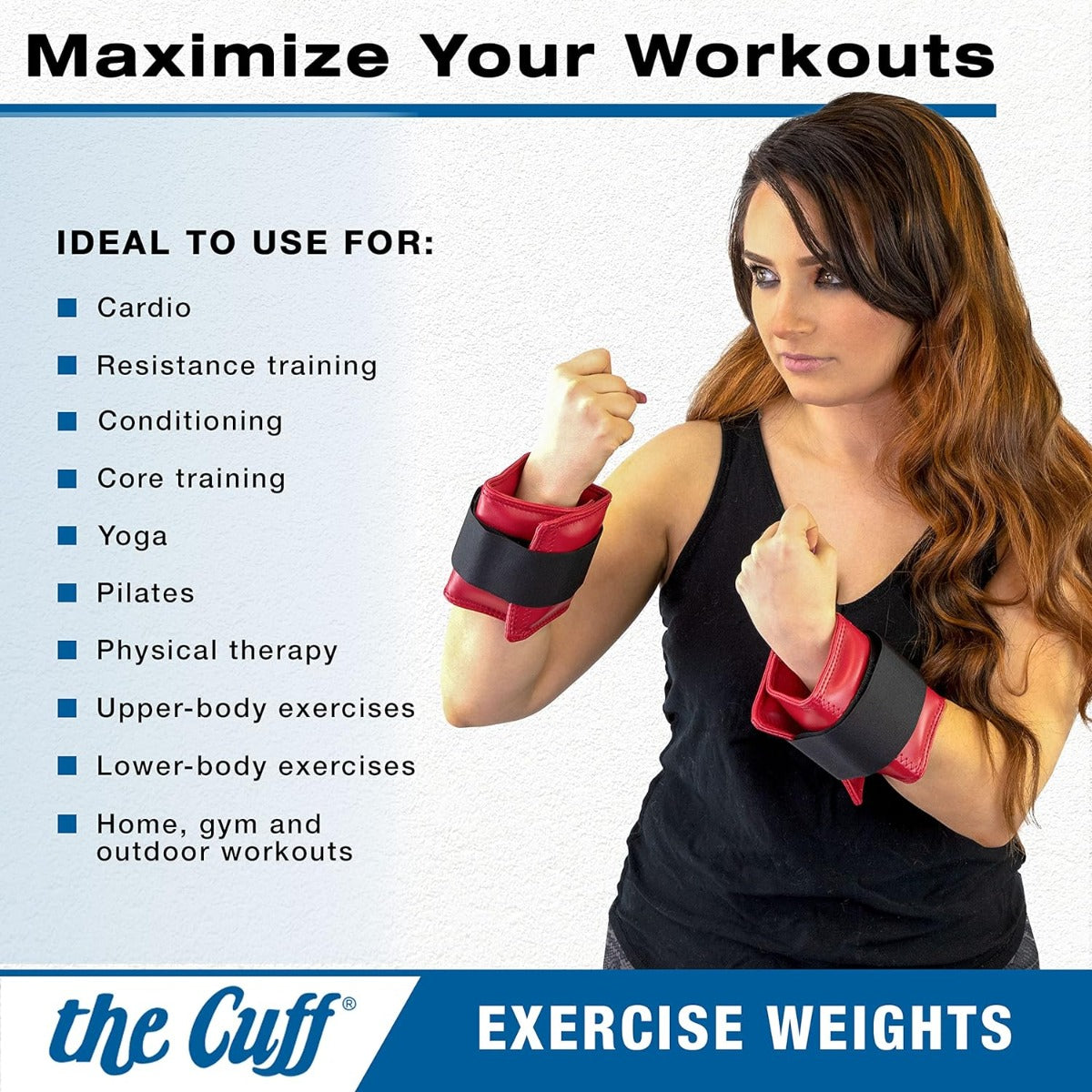 The Cuff Original Adjustable Ankle and Wrist Weight for Yoga, Dance, Running, Cardio, Aerobics, Toning, and Physical Therapy. 2 lb - White