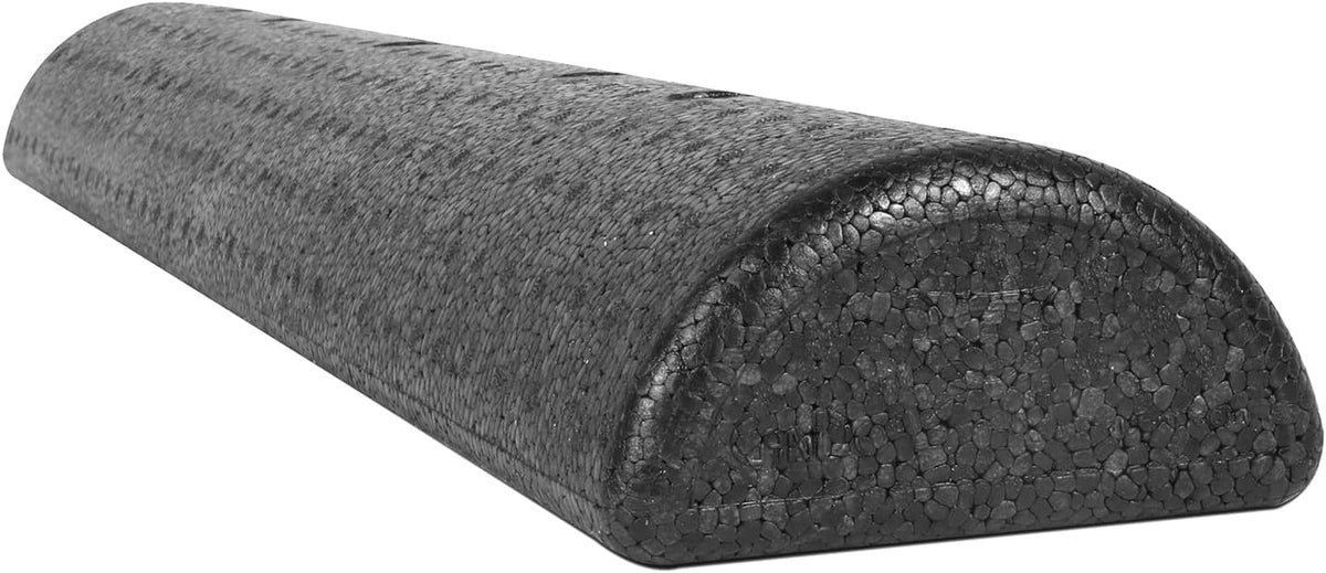 CanDo Black Composite High-Density Foam Rollers for Muscle Restoration Massage Therapy Sport Recovery and Physical Therapy 6" x 36" Half-Round