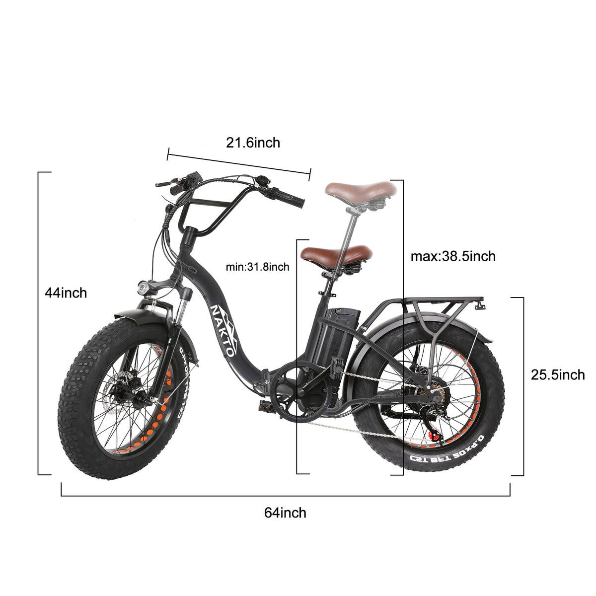 NAKTO 20-Inch Folding Fat Tire Electric Bike, 500W Motor, 48V Battery