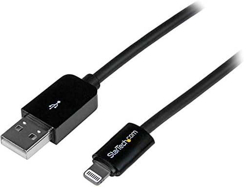 StarTech USBLT3MB StarTech.com 3m (10ft) Long Black Apple 8-pin Lightning Connector to USB Cable for iPhone / iPod / iPad - Lightning/USB for iPhone, iPod, iPad - 9.84 ft - USB - Lightning Proprietary