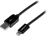 StarTech USBLT3MB StarTech.com 3m (10ft) Long Black Apple 8-pin Lightning Connector to USB Cable for iPhone / iPod / iPad - Lightning/USB for iPhone, iPod, iPad - 9.84 ft - USB - Lightning Proprietary