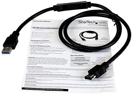 StarTech USB 3.0 to eSATA HDD / SSD / ODD Adapter Cable - 3ft eSATA Hard Drive to USB 3.0 Adapter Cable - SATA 6 Gbps (USB3S2ESATA3)