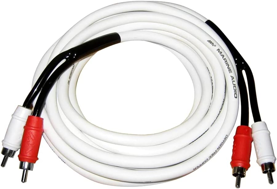 6" White and Red Marine Audio Grade RCA Cable