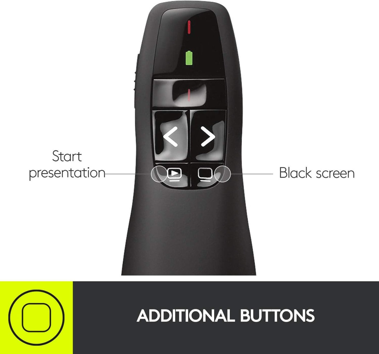 Logitech 910-001354 Wireless Presenter W/laser Pointer, 50ft Projection, Matte Black