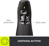 Logitech 910-001354 Wireless Presenter W/laser Pointer, 50ft Projection, Matte Black