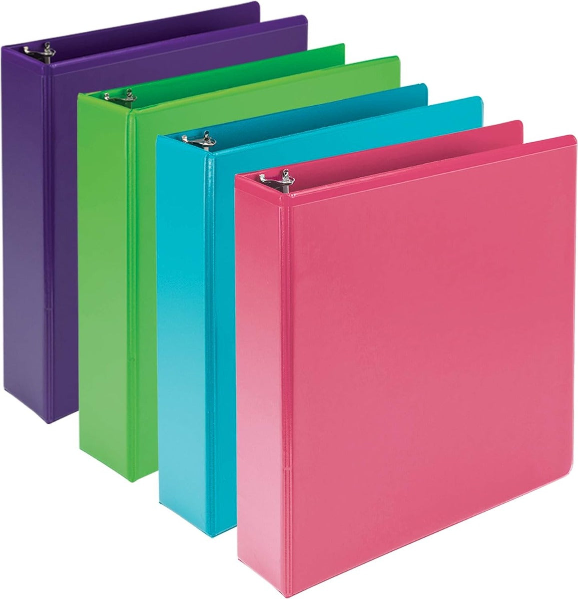 Samsill Earth's Choice Plant-Based Durable 2 Inch 3 Ring View Binders - 4 Pack - Fashion Assorted, Lime, Purple, Pink, White, 4 Pack (Quantity)