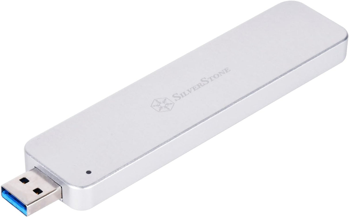 SilverStone Technologies MS09S M.2 SATA SSD to USB 3.1 Generation 2 Enclosure with Retractable Aluminum USB Type-A Housing in Silver