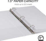 Samsill Earth's Choice 1.5" Round Ring View Binders, White, 4 Pack