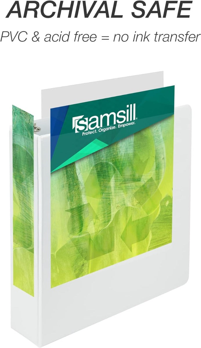 Samsill Earth?s Choice Earth's Choice Plant-Based Durable 3 Ring View Binder - 2 Inch Round Ring - 4 Pack - White, White, 4 / Pack (Quantity)