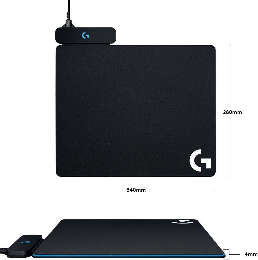 Logitech G Powerplay Wireless Charging System for G502 Lightspeed, G703, G903 Lightspeed and PRO Wireless Gaming Mice, Cloth or Hard Gaming Mouse Pad - Black