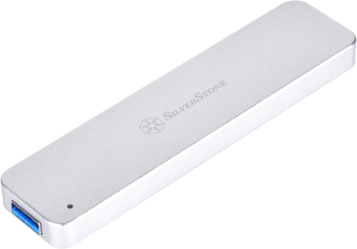 SilverStone Technologies MS09S M.2 SATA SSD to USB 3.1 Generation 2 Enclosure with Retractable Aluminum USB Type-A Housing in Silver