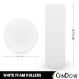 CanDo White PE Foam Rollers for Exercise, Finess, Muscle Restoration, Massage Therapy, Sport Recovery and Physical Therapy for Home, Clinics, Professional Therapy Round 6" x 18"
