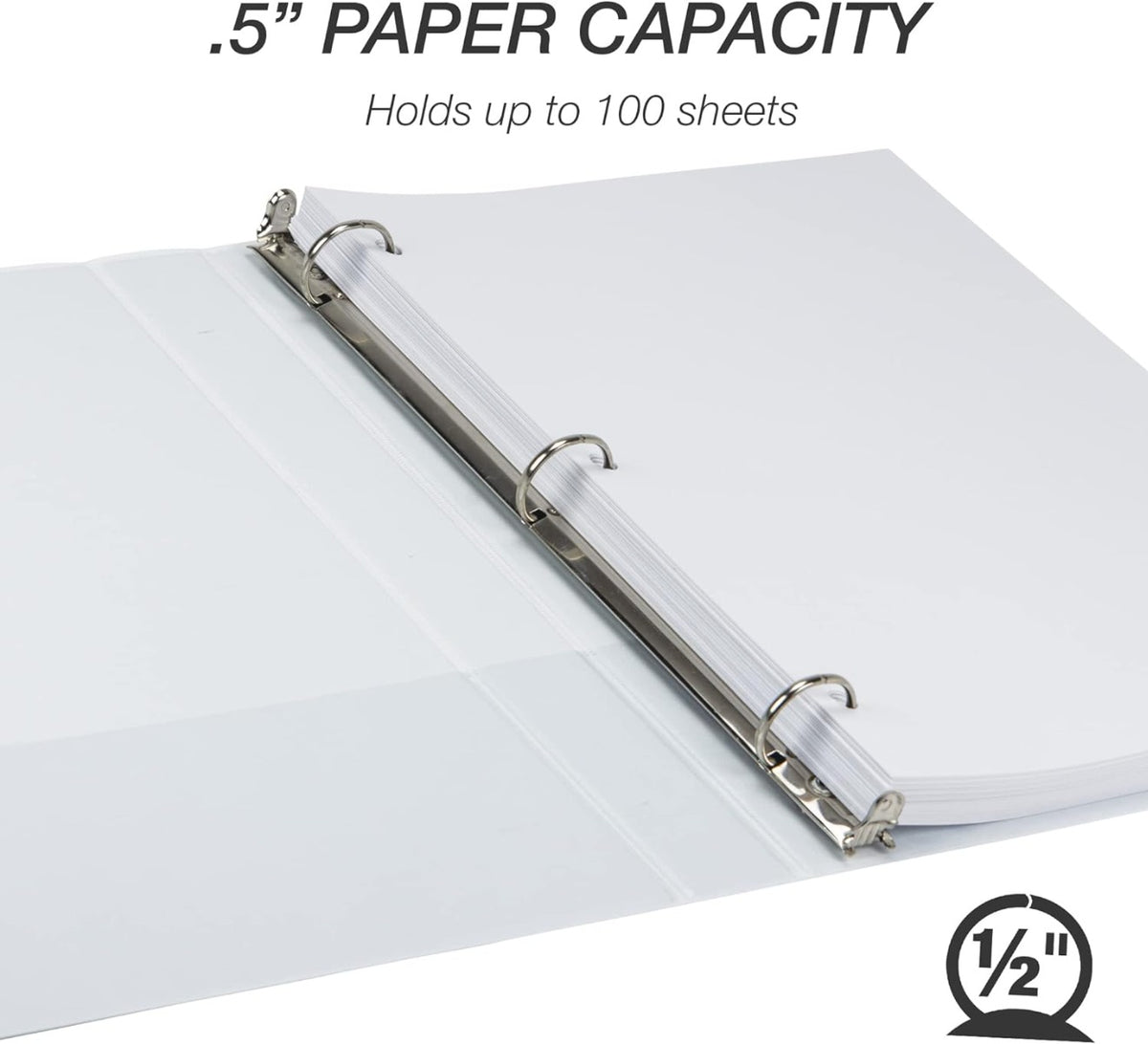 Samsill Earth's Choice Durable .5" Round Ring View Binders, White, 6 Pack