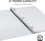 Samsill Earth's Choice Durable .5" Round Ring View Binders, White, 6 Pack
