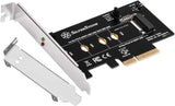 M.2 PCIe NVMe SSD adapter card with Screwless design and CLKREQ# setting support.