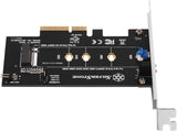 M.2 PCIe NVMe SSD adapter card with Screwless design and CLKREQ# setting support.