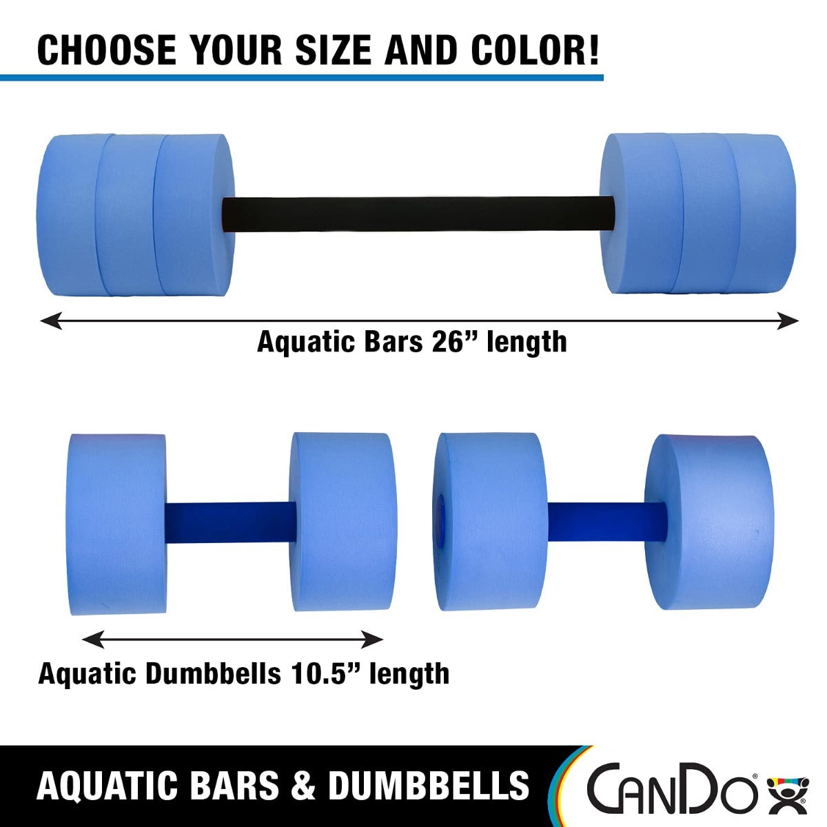 CanDo Aquatic Swim Bars and Dumbbells for Hydrotherapy, Swimming, Water Aerobics, Rehab, Swim Lessons, Pool Fitness & Learning to Swim