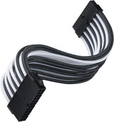 SST-PP07E-MBBW, 24pin black-white sleeve extension cable, 18AWG, black cable comb x 4