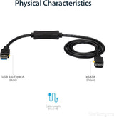 StarTech USB 3.0 to eSATA HDD / SSD / ODD Adapter Cable - 3ft eSATA Hard Drive to USB 3.0 Adapter Cable - SATA 6 Gbps (USB3S2ESATA3)