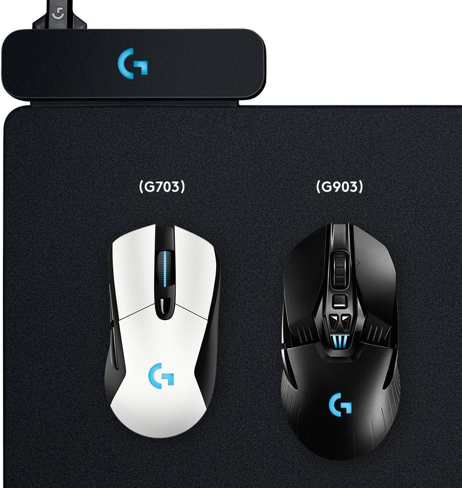 Logitech G Powerplay Wireless Charging System for G502 Lightspeed, G703, G903 Lightspeed and PRO Wireless Gaming Mice, Cloth or Hard Gaming Mouse Pad - Black