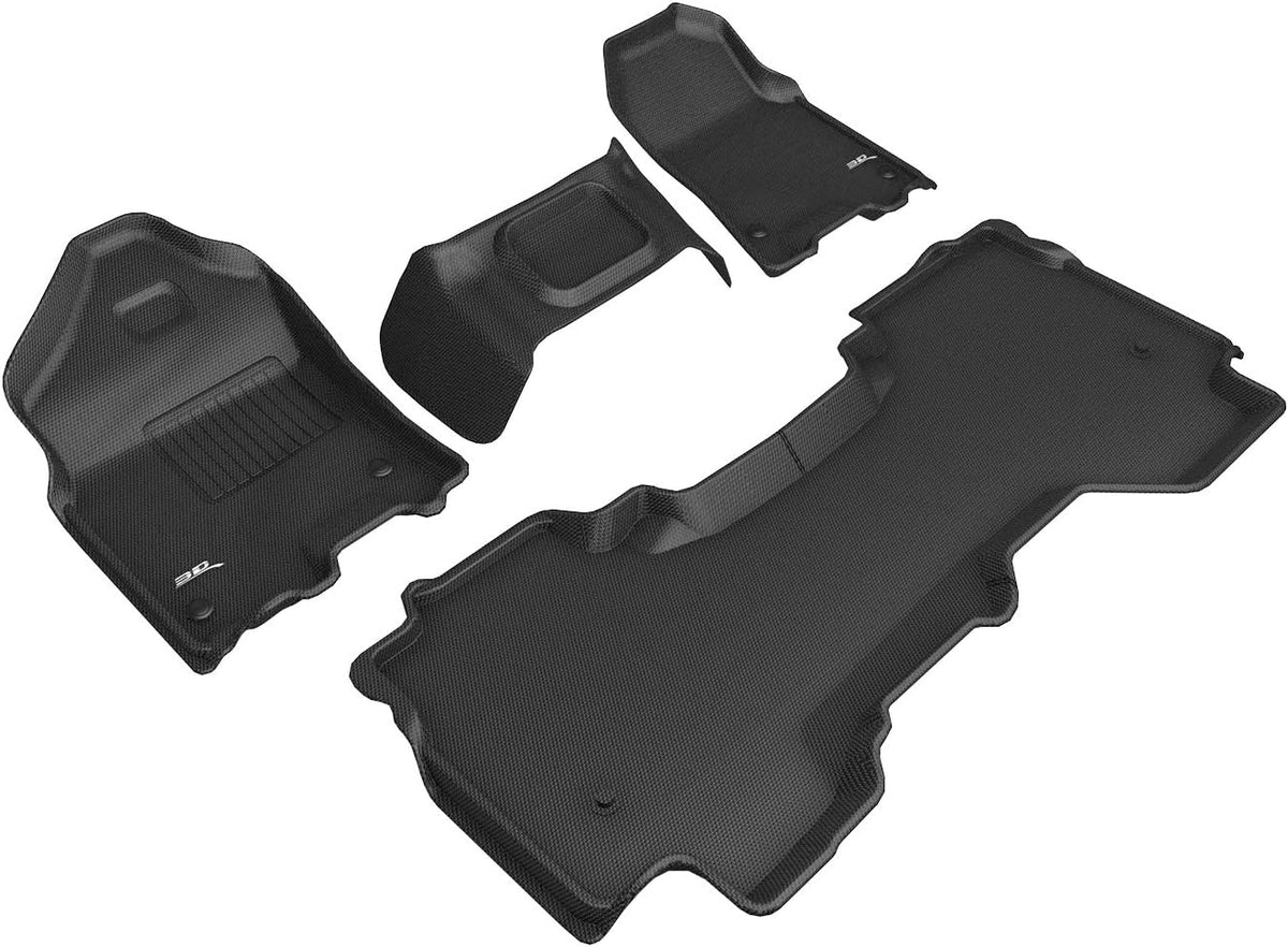 3D MAXpider All-Weather Custom Fit Floor Liners for RAM Trucks 1500 Quad Cab (W/ Front Row Bench Seat, 2nd Row W/O Underseat Storage) 2019-2022, KAGU Series (Complete Set) 1st & 2nd Row