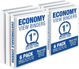 Samsill Value Round Ring View Binder 1" Binder Capacity - Round Ring Fastener(s) - White - Recycled - 6 / Carton