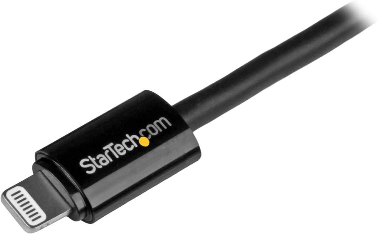 StarTech USBLT3MB StarTech.com 3m (10ft) Long Black Apple 8-pin Lightning Connector to USB Cable for iPhone / iPod / iPad - Lightning/USB for iPhone, iPod, iPad - 9.84 ft - USB - Lightning Proprietary