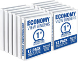 Samsill Economy 1" Round Ring Binder, White, Customizable, 12 Pack