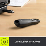 Logitech 910-001354 Wireless Presenter W/laser Pointer, 50ft Projection, Matte Black