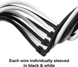 SST-PP07E-MBBW, 24pin black-white sleeve extension cable, 18AWG, black cable comb x 4