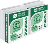 Samsill Earth?s Choice Earth's Choice Plant-Based Durable 3 Ring View Binder - 2 Inch Round Ring - 4 Pack - White, White, 4 / Pack (Quantity)