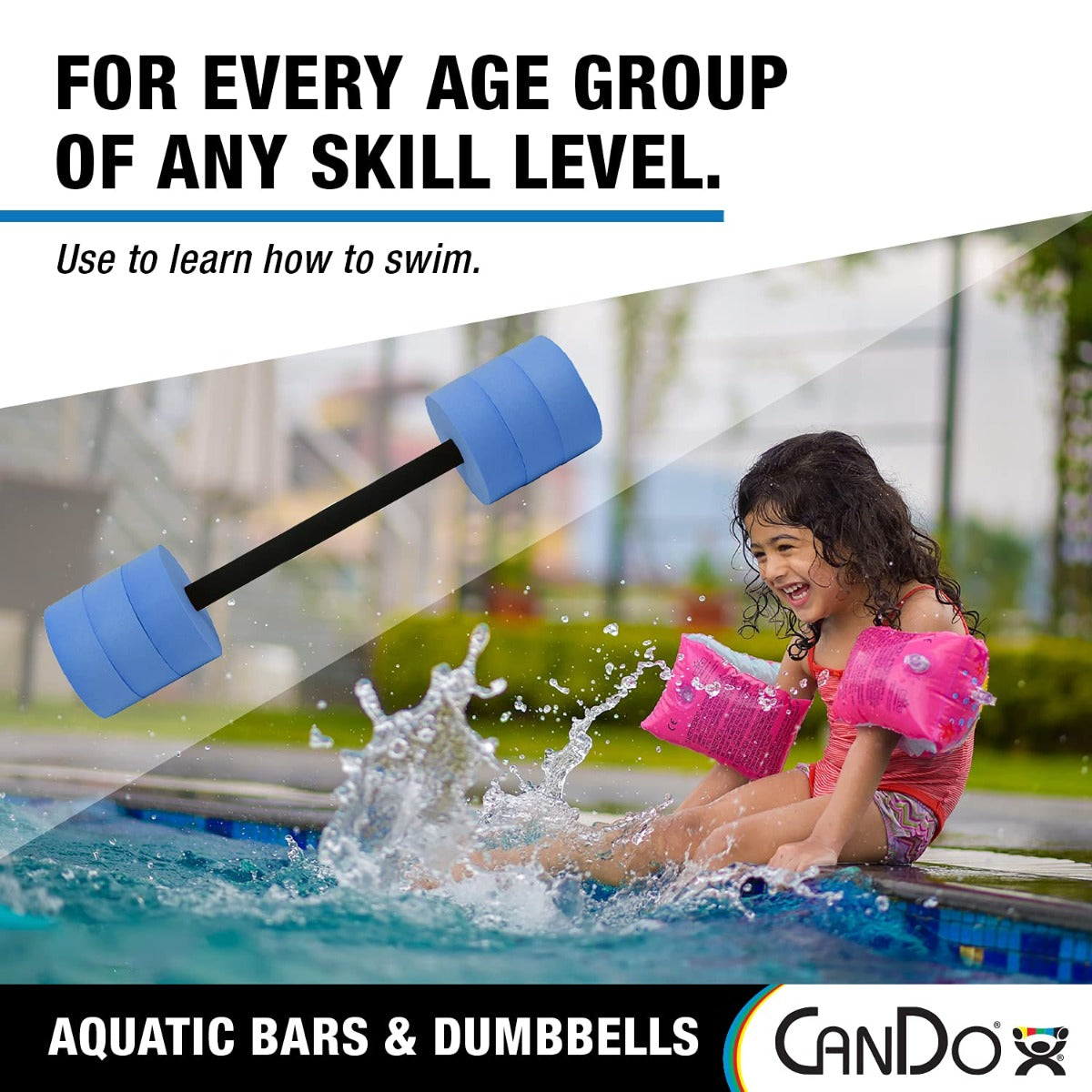 CanDo Aquatic Swim Bars and Dumbbells for Hydrotherapy, Swimming, Water Aerobics, Rehab, Swim Lessons, Pool Fitness & Learning to Swim