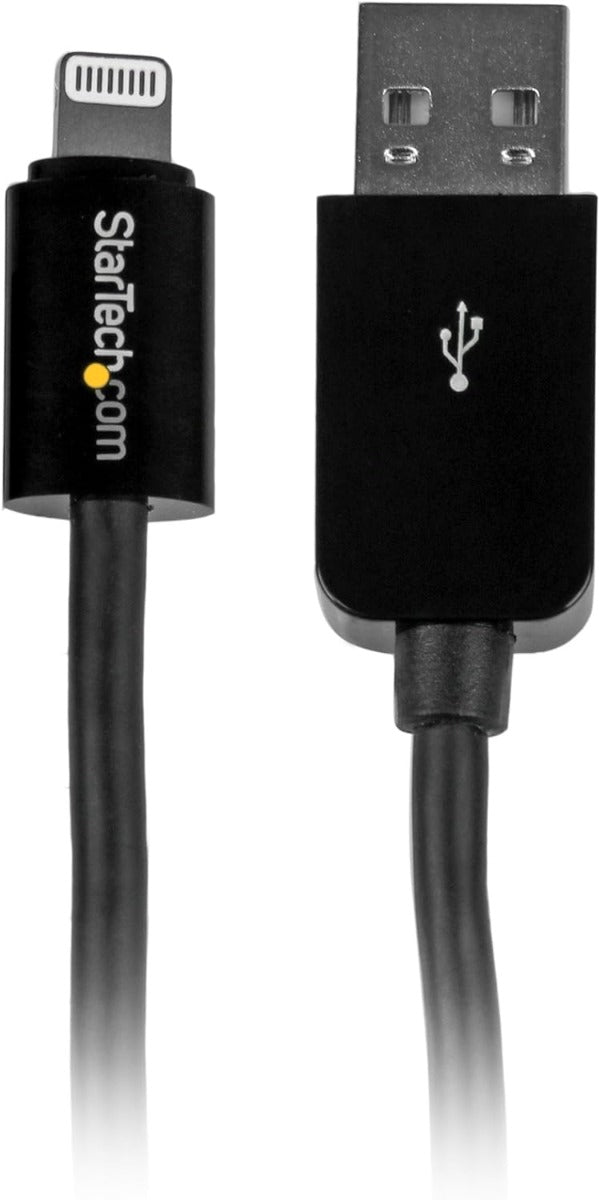 StarTech USBLT3MB StarTech.com 3m (10ft) Long Black Apple 8-pin Lightning Connector to USB Cable for iPhone / iPod / iPad - Lightning/USB for iPhone, iPod, iPad - 9.84 ft - USB - Lightning Proprietary