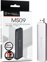 SilverStone Technologies MS09S M.2 SATA SSD to USB 3.1 Generation 2 Enclosure with Retractable Aluminum USB Type-A Housing in Silver